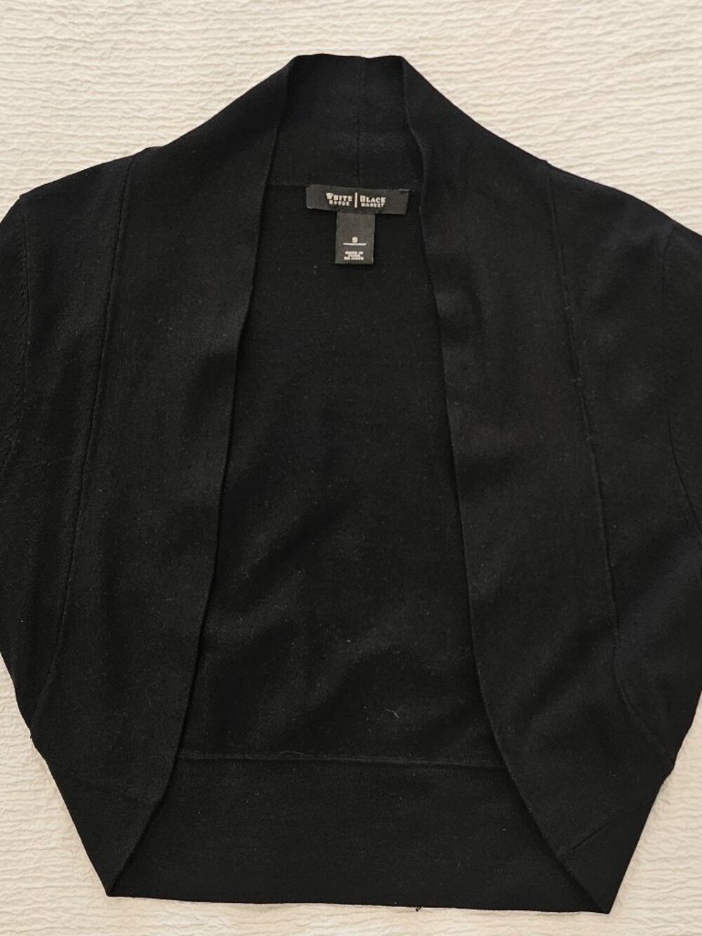 White House Black Market Black Open Front Cropped Shrug Bolero Size Small